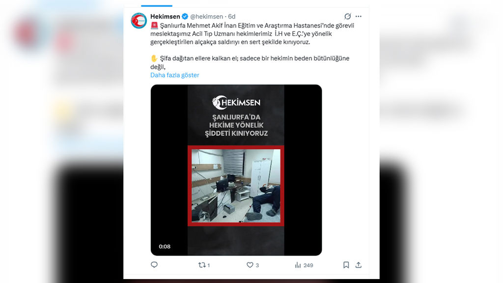 HEKİMSEN’den Şanlıurfa’daki Hekim Saldırısına Sert Tepki